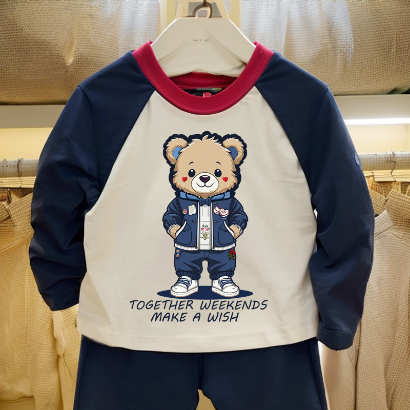 2026 primavera novo estilo meninos manga comprida camiseta algodão médio grande crianças Casual estilo ocidental branco 