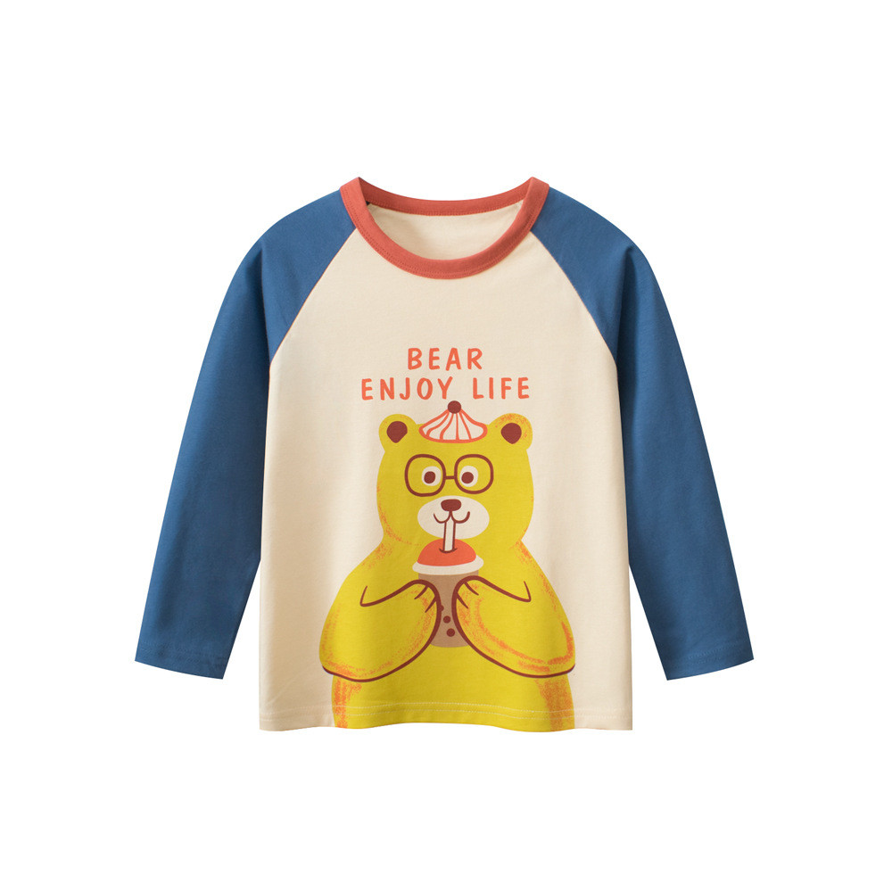 27 crianças roupas infantis de algodão puro camiseta de manga comprida 2026 outono médio crianças pequenas crianças dese