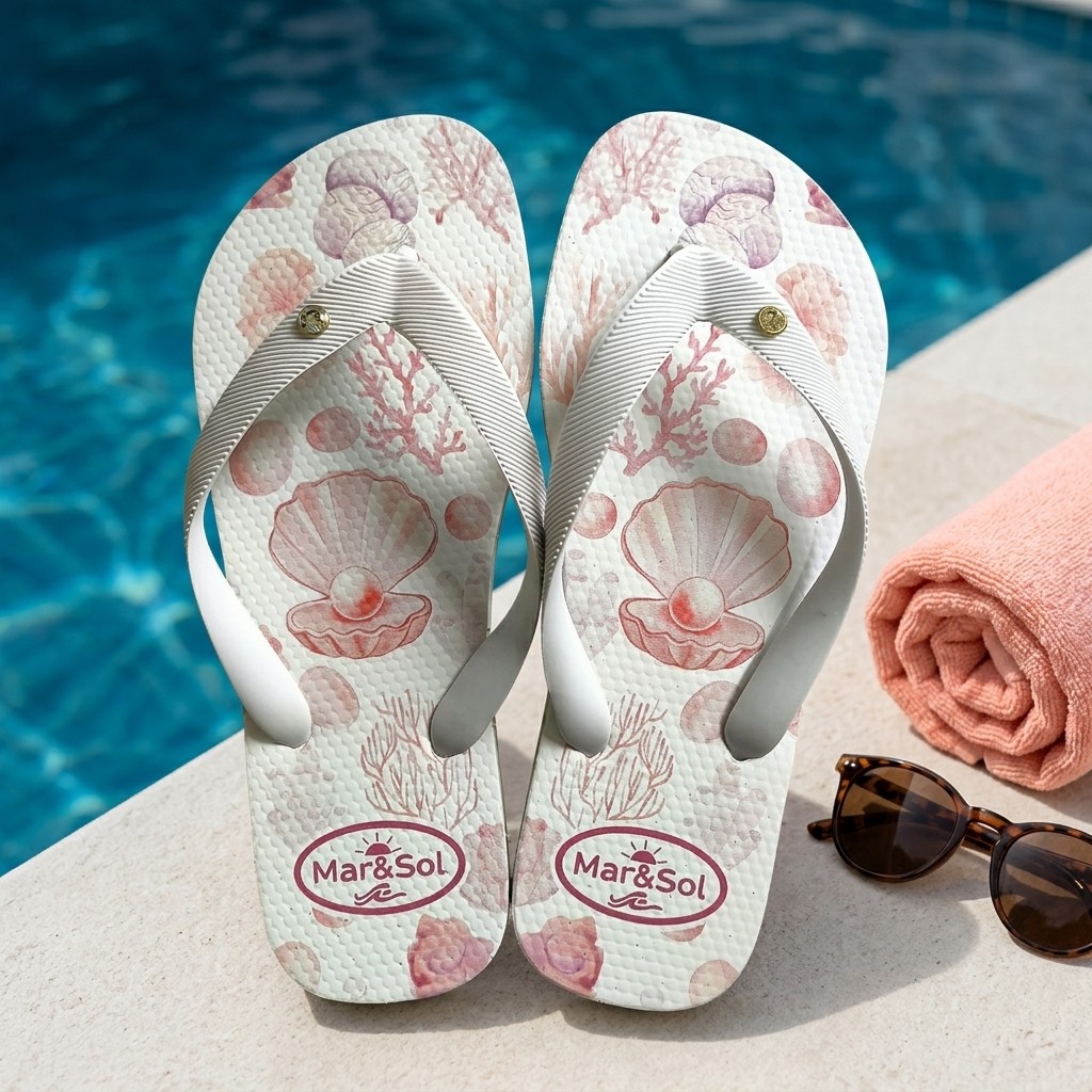 Chinelo Mar&Sol Estampado Feminino Lançamento Verão Confortável Leve Antiderrapante Presente Praia