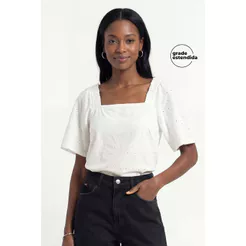 Blusa Feminina Devorê Manga Ampla Marialícia Bege