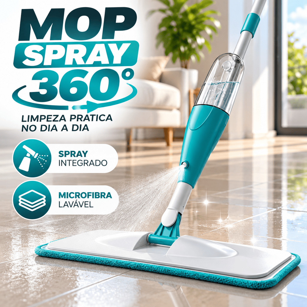 Mop Spray Com Reservatório Esfregão Vassoura Mágica Microfibra Lavável Limpeza Piso Ergonômico