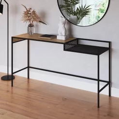 Aparador Industrial Retrô Madeira/Aço 140cm York Marrom/Vermont/Preto Vermont/Preto