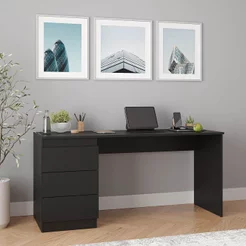 Escrivaninha Planejada Mesa Escritório Hera 3 Gavetas 163cm CabeCasa MadeiraOriginals Preto Preto