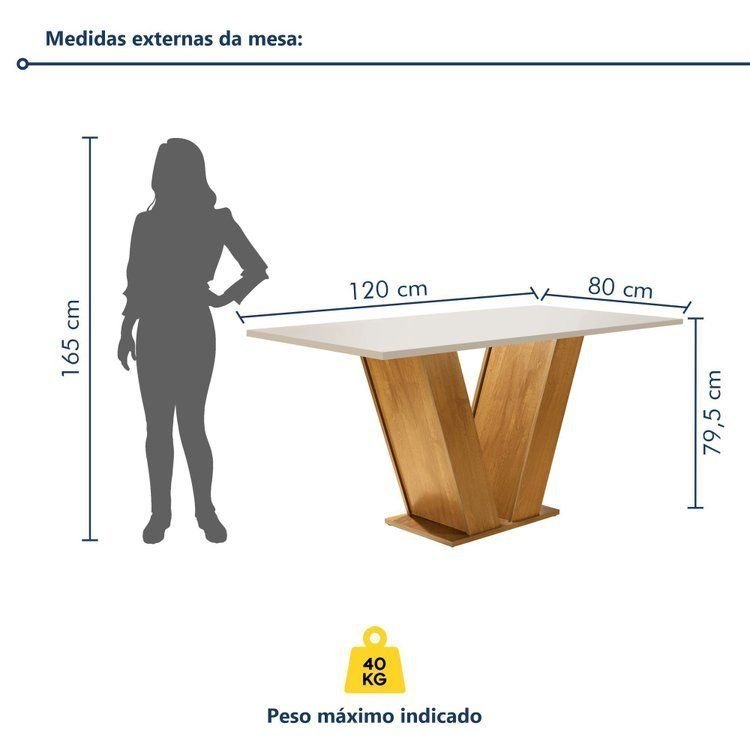 Conjunto Sala de Jantar Mesa Tampo MDF 4 Cadeiras Espanha Yescasa Ypê/Off White/Tecido Pena · foto 2