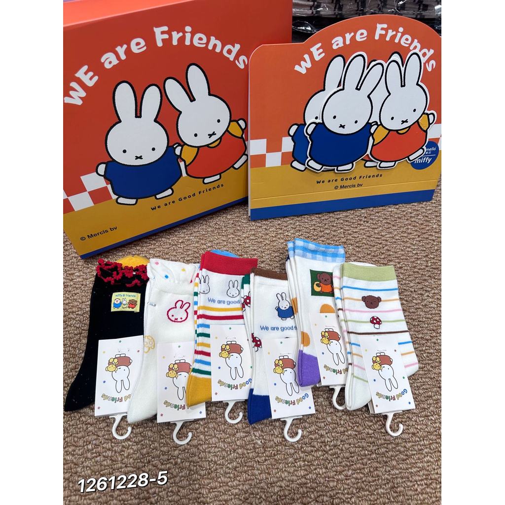 Caramella meias femininas caramelola Co-marca Miffy coelho meias tubo médio colorido listrado menina na moda meias 26 ou