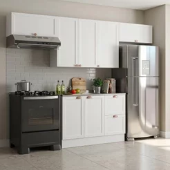 Cozinha Completa Modulada 4 Peças com Balcão para Pia sem Tampo Unna Yescasa Branco Não
