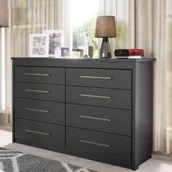 Cômoda para Quarto 8 Gavetas Elegance Preto/Black Black