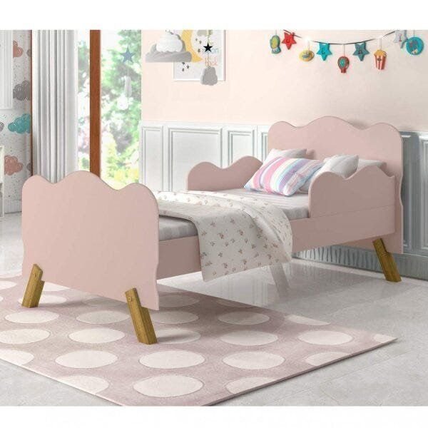 Mini Cama Infantil com Proteção Lateral Rosa Rosa