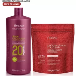 Kit Amend Água Oxigenada Color Intensy 20 volumes 950ml + Pó Descolorante Aloe Vera e Silicone 300g