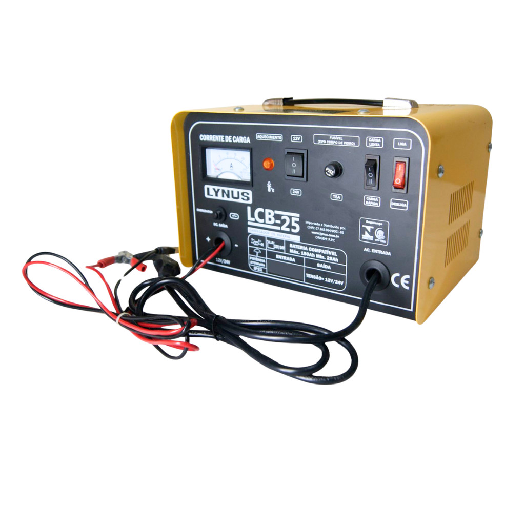 Carregador Portátil Lynus LCB-25 24V/220V – Carregamento Rápido e Prático