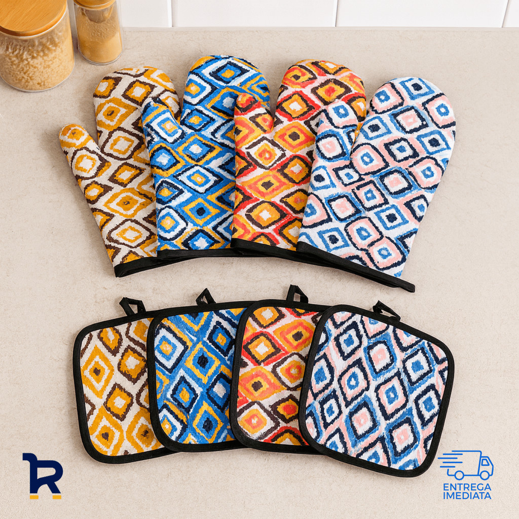 Kit Luva Térmica + Descanso de Panela para Forno Fogão Cozinha Quente Universal Alta Temperatura em Oferta na Shopee