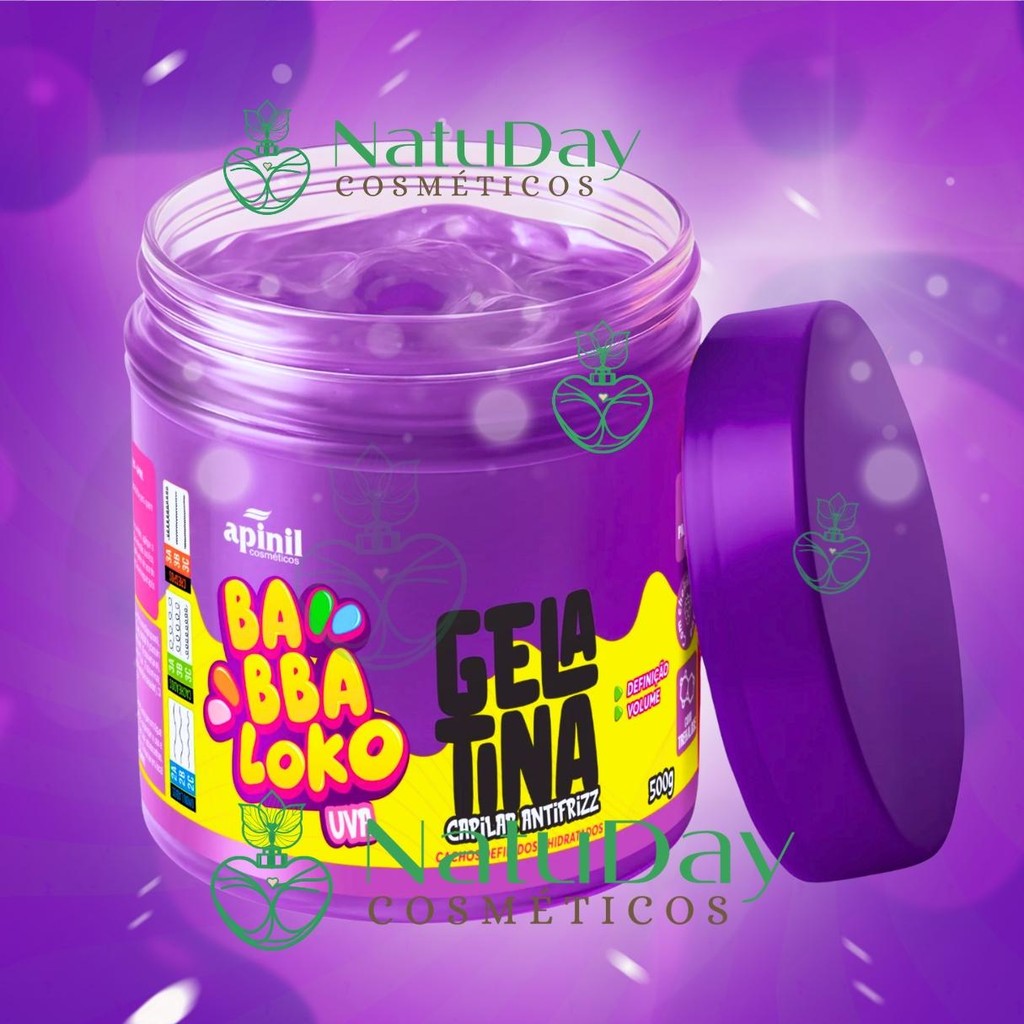 Gelatina Capilar Babbaloko Uva p/ Cabelos Cacheados Super Definição Perfeita & Intensa 500g Apinil em Oferta na Shopee