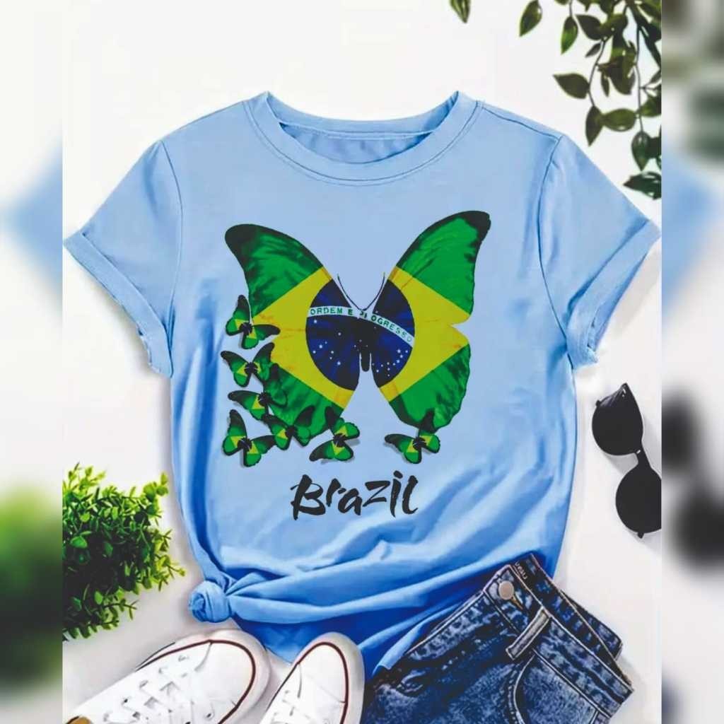 Camiseta Brasil T-Shirt   e Baby Look feminina Brasil Independência Política ENVIO IMEDIATO