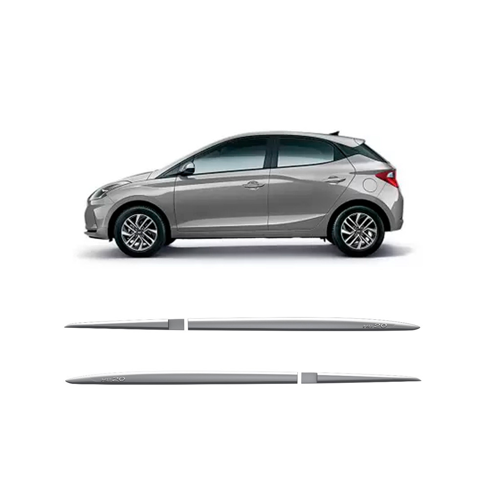 Friso Lateral Hyundai HB20 2012 a 2024 Flash Cotrim Protetor de Portas Prata Brisk 4 Peças em Oferta na Shopee