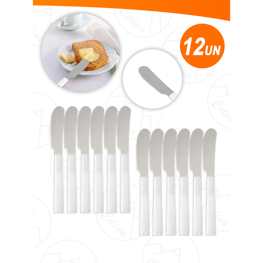 Kit 12 Espatulas de Inox Para Geleias E Pates - 14cm - Cabo Branco Distribuidora Utilidades