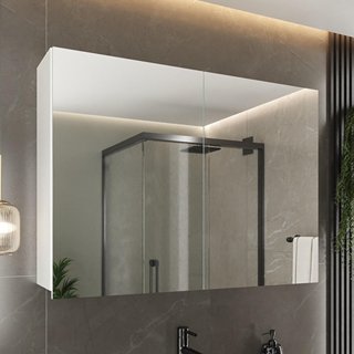 Espelheira para Banheiro 2 Portas 2 Prateleiras Malbec  Branco em Oferta na Shopee