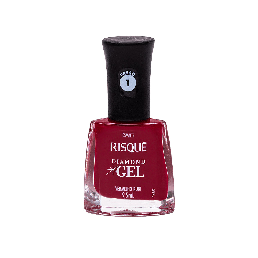 Esmalte Risqué Diamond Gel Vermelho Rubi Cremoso em Oferta na Shopee