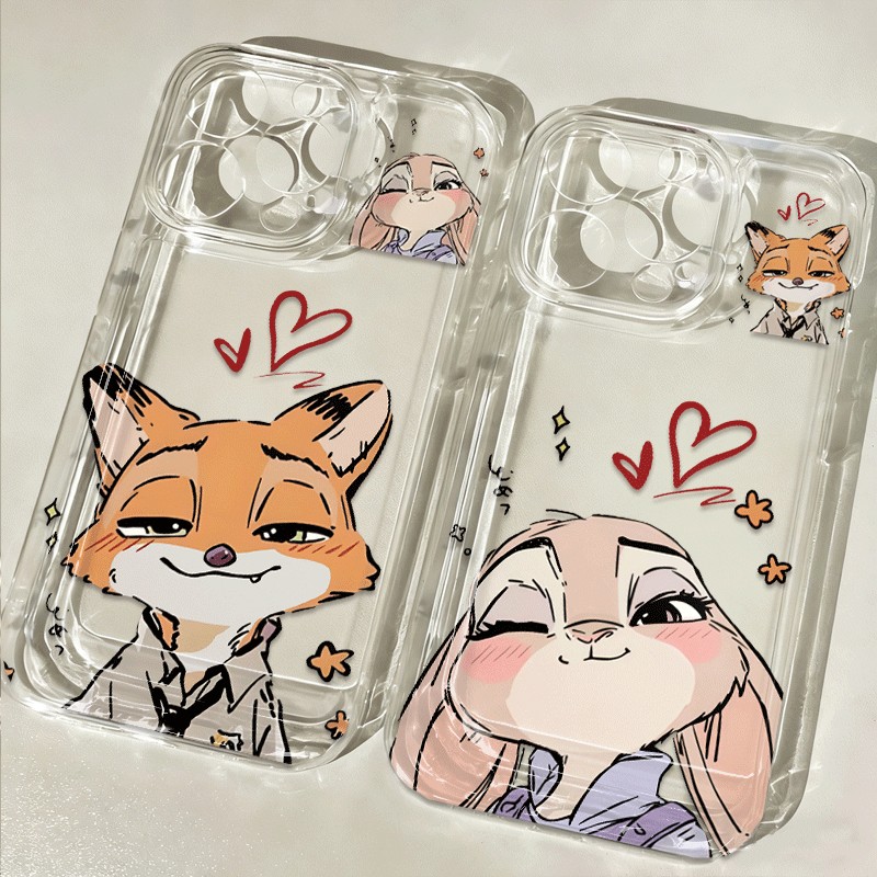 Capinha Capa Material transparente TPU Casal Judy e Nick Samsung A04 A05 A15 A23 A32 A34 A35 A50 A52 A55 A72