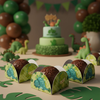Forminhas para Doces 4 Petálas no Tema Dinossauro - Festas Aniversário Dino Baby em Oferta na Shopee
