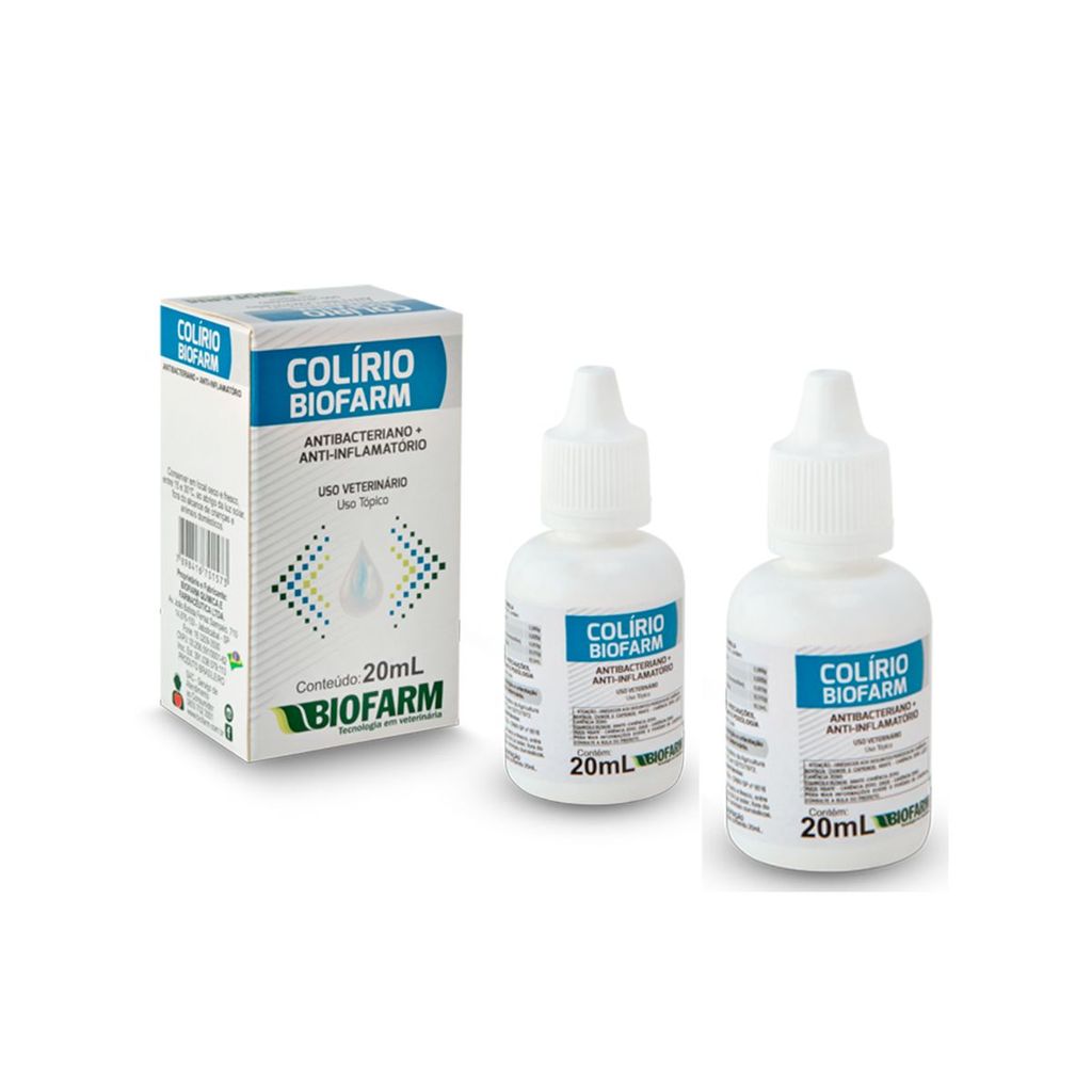 02 Colírio Para Cães e Gatos Biofarm 20ml Infecções Oculares em Oferta na Shopee