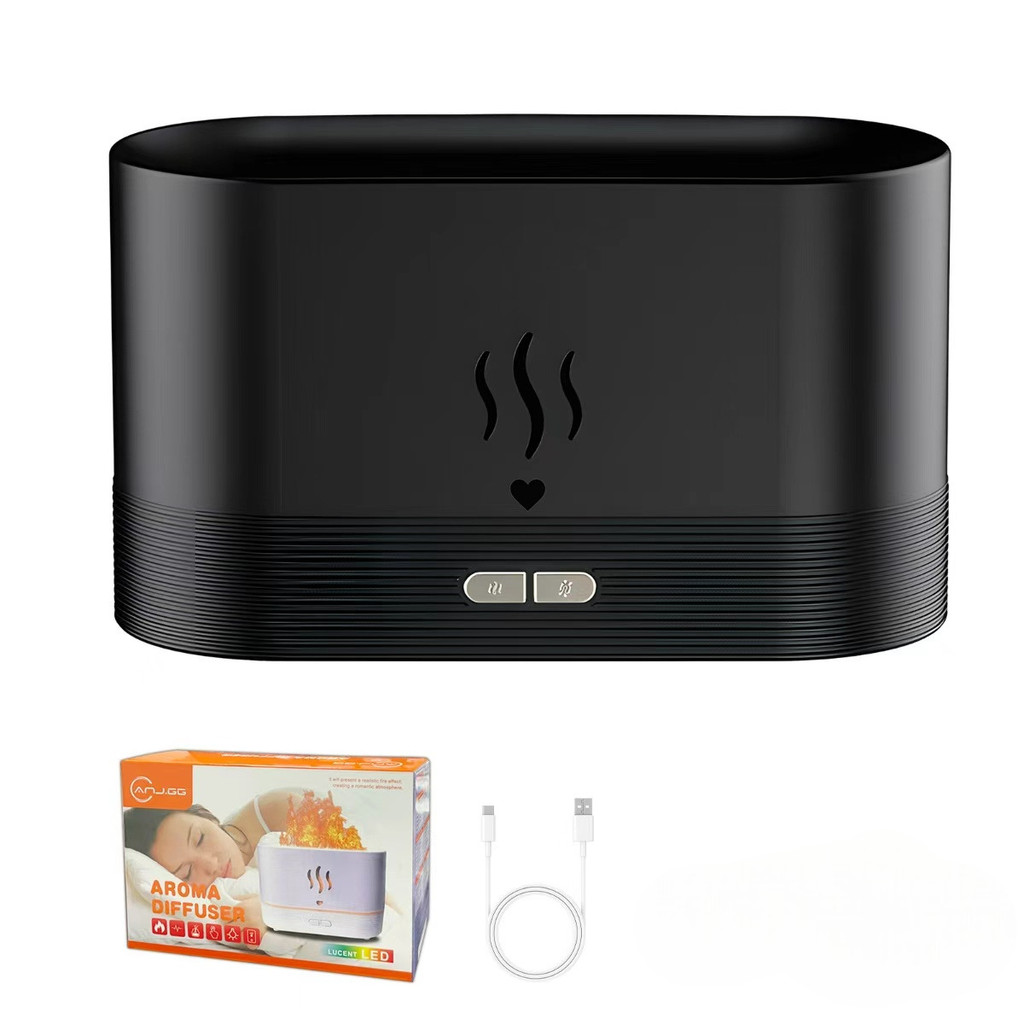 Umidificador de Chama com Difusor de Óleo Essencial e Luz LED Colorida de 7 Cores, Efeito de Chama em Oferta na Shopee