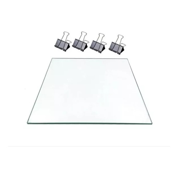 Base Mesa Aquecida Vidro Impressora 3d 220 x 220mm + 4 Presilhas Dupla voltagem 12V/24V