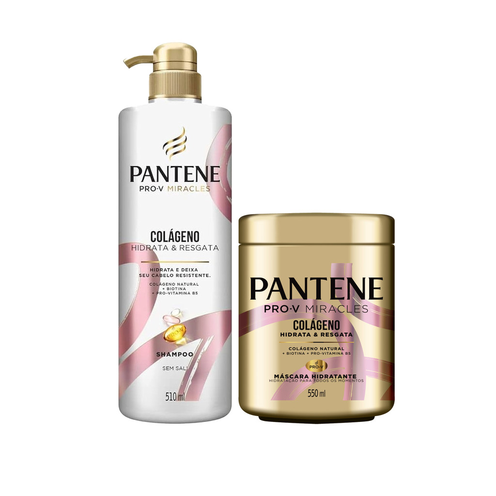 KIT PANTENE COLÁGENO HIDRATA E RESGATA SHAMPOO 510ML + MÁSCARA 550ML