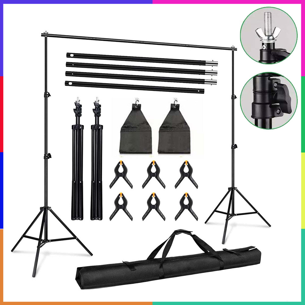 3 m x 2 m Fundo Fotografico, Fundo Infinito para Fotografia, Ajustável, Kit de Sistema de Suporte de Backdrop com bolsa