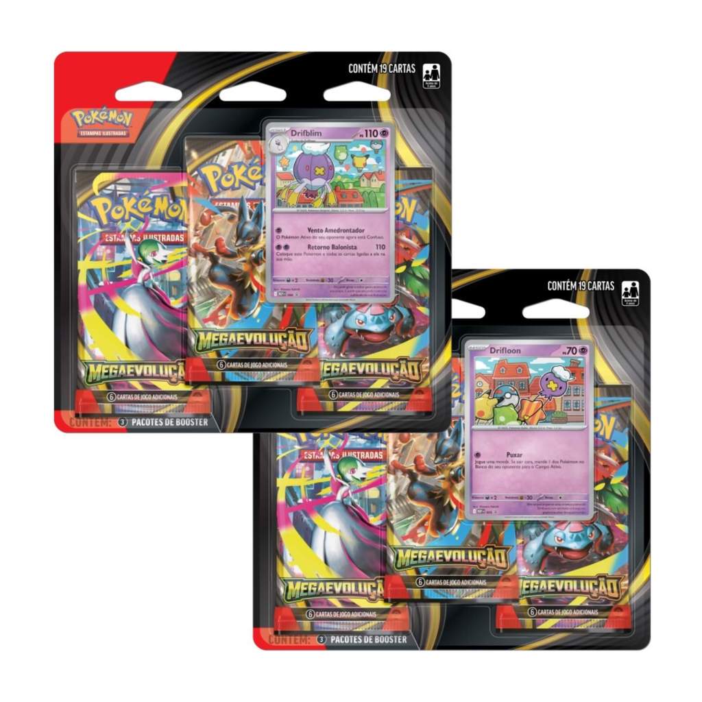 Pokemon Blister Triplo Megaevolução Drifblim e Drifloon Copag Cartas TCG Colecionáveis Geek em Oferta na Shopee