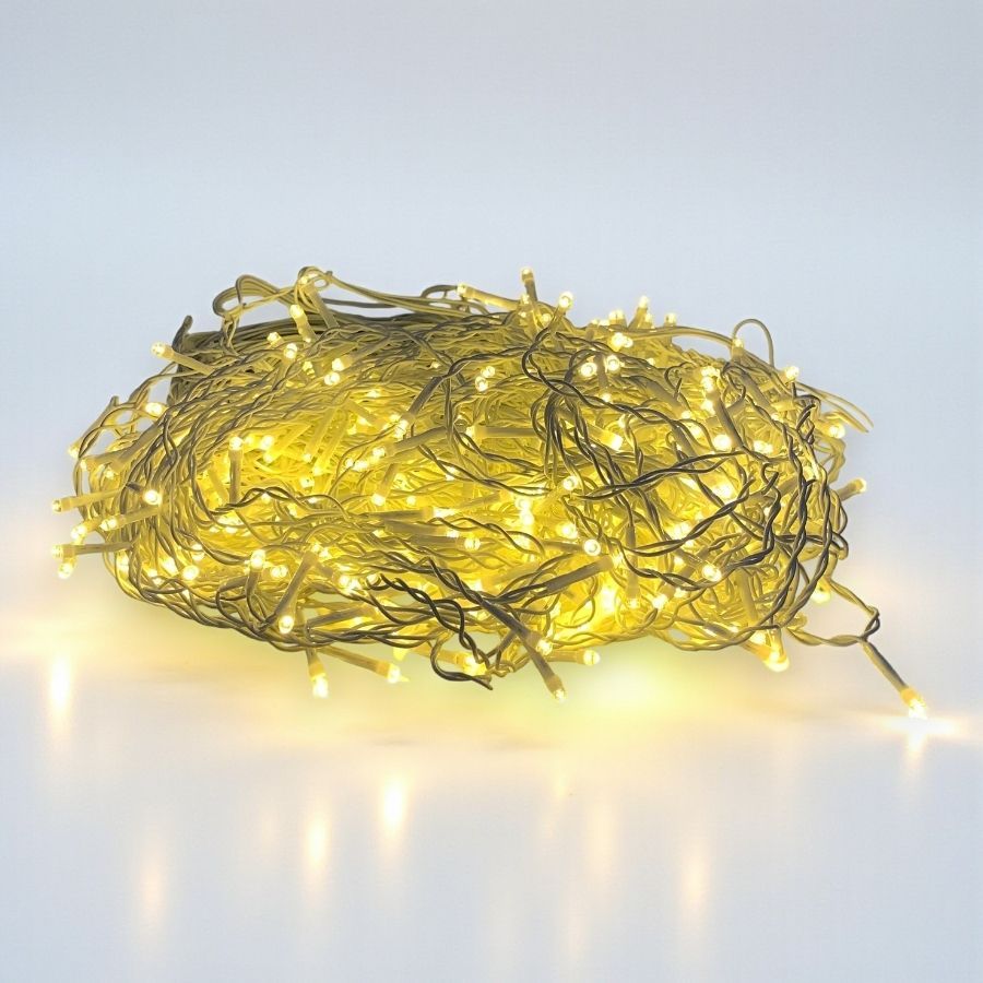 Cascata de LED Branco Quente com Fio Branco 400 Leds - 10m - 1 unidade - Rizzo