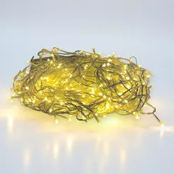 Cascata de LED Branco Quente com Fio Branco 400 Leds - 10m - 1 unidade - Rizzo