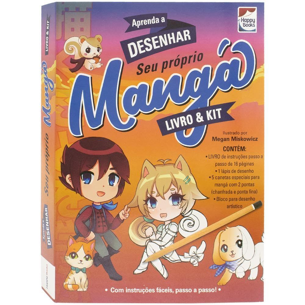 Box Interativo Aprenda a Desenhar Seu Próprio Mangá Livro & Kit Completo!