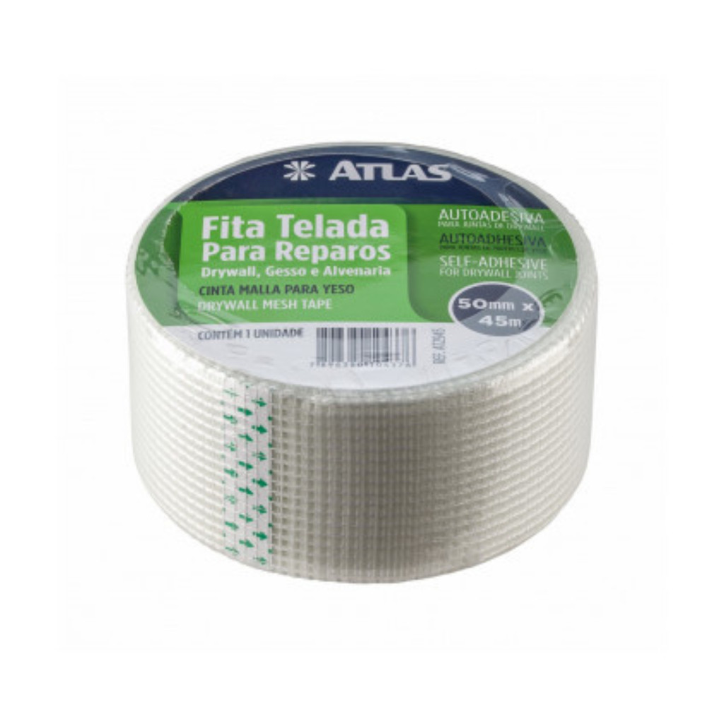 Fita Telada Auto Adesiva Reparo Drywall Gesso 50mmx45m Atlas
