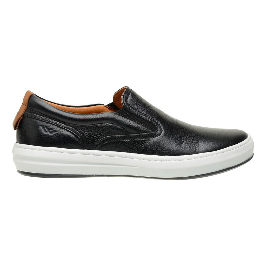 Sapatênis Slip-on Iate Sapato Tênis Preto De Couro Promoção