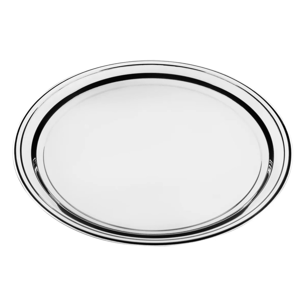 Bandeja Travessa 100% Aço Inox 32cm Pudim Bolo Torta Mousse Aço Inox