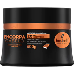 Máscara Encorpa Cabelo 300gr Haskell - Fortalece, Engrossa e Reconstrói a Fibra de Cabelos Finos e Ralos, Sem Parabenos