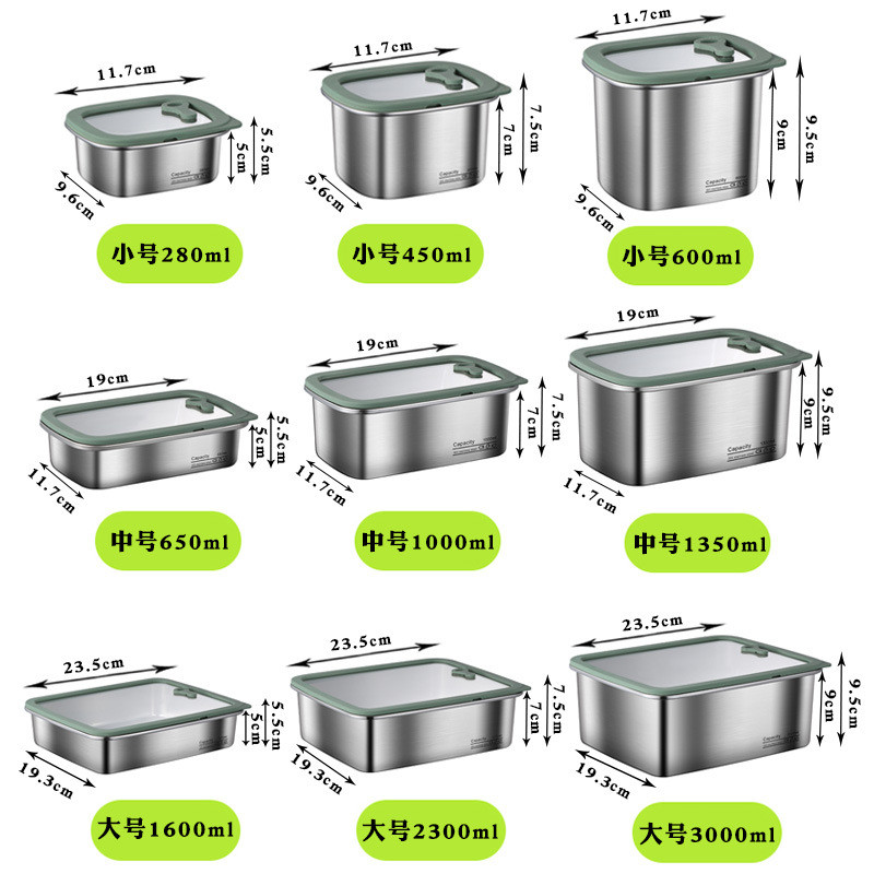 Wow personalizado 304 caixa quadrada de aço inoxidável com tampa caixa de armazenamento de geladeira de qualidade alimen