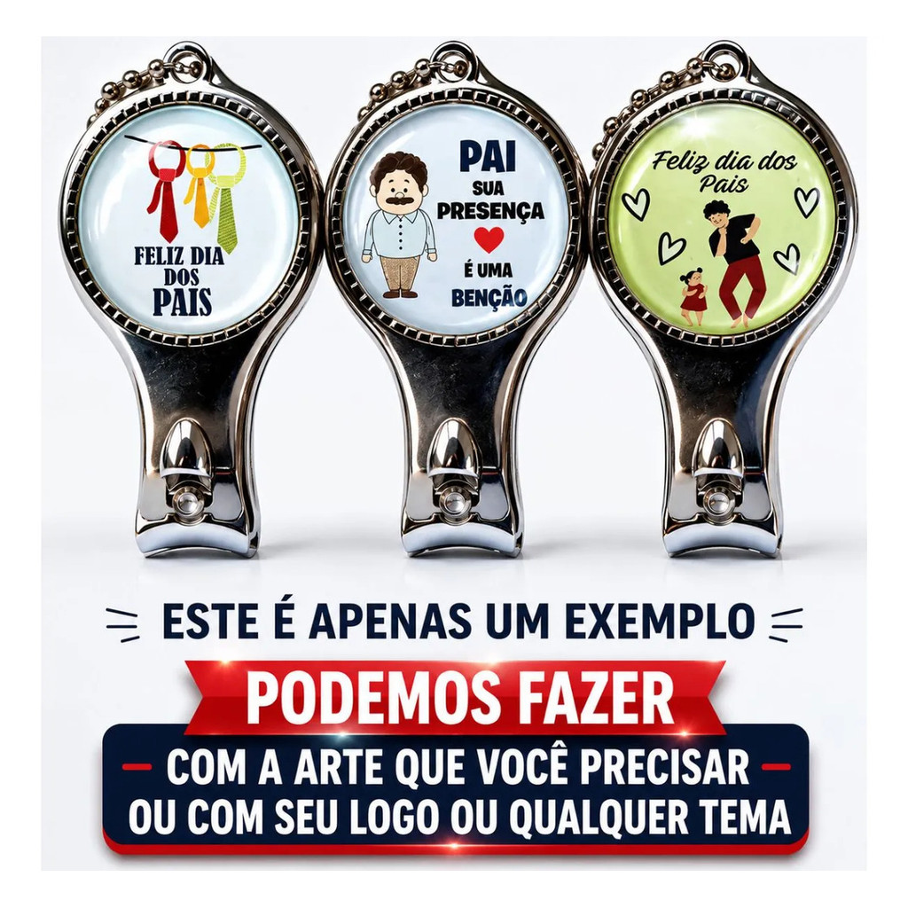 10 Chaveiros Cortador De Unha Personalizados Etiqueta Resinada Premium  Dia Pais Lembrancinha Aniversário Logo Empresa