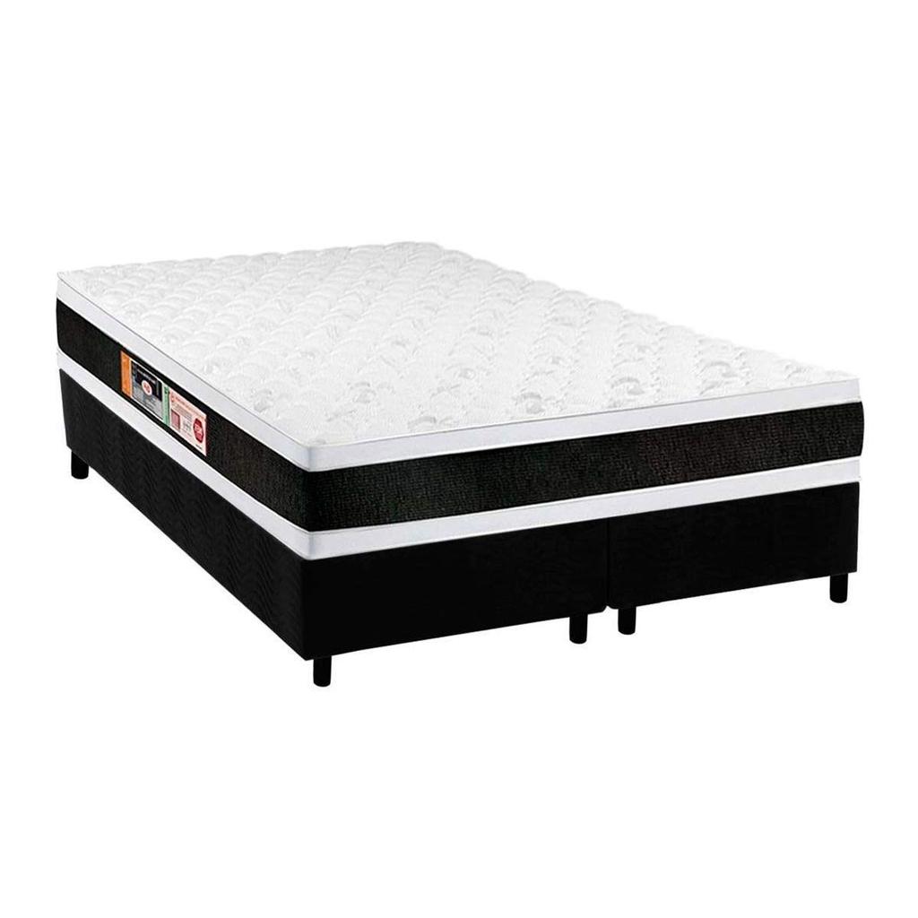 Conjunto Box Queen: Colchão Espuma Castor D45 Black e White AIR Double Face + Base CRC Suede Black(158x198)