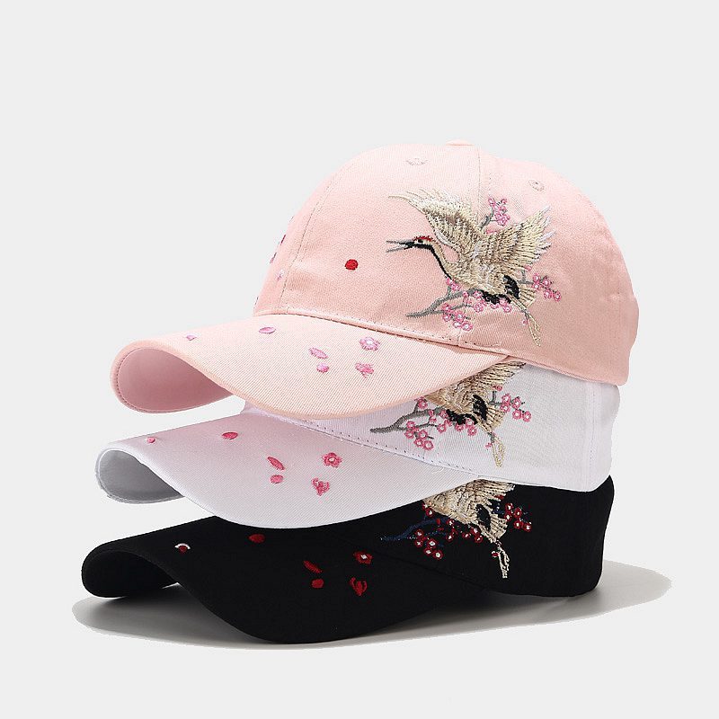 Nova moda étnica guindaste bordado senhoras boné de pico na moda verão ao ar livre lazer esportes boné de algodão boné d