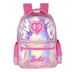 Mochila de Costas Escolar Holográfica Rosa Infantil Barbie