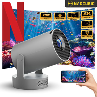 MAGCUBIC Projetor HY300 Pro+ 290ANSI WiFi6 BT5.4 Android 14 Portátil 4k Suporte
