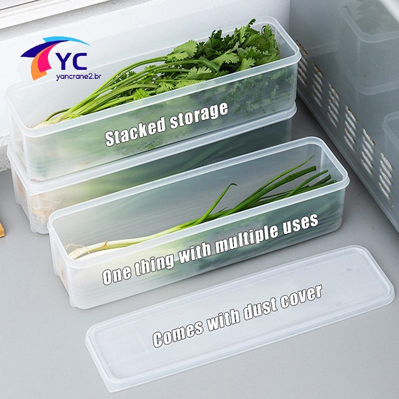 YCBR 4 Pcs Recipientes Retangulares Longos De Armazenamento De Alimentos Caixas Organizadoras De Geladeira Reutilizáveis
