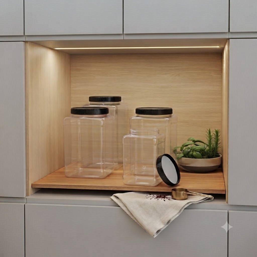 Kit 4 Potes Herméticos 2200ml Transparentes com Tampa Rosqueável Organizador para Mantimentos Livre de BPA