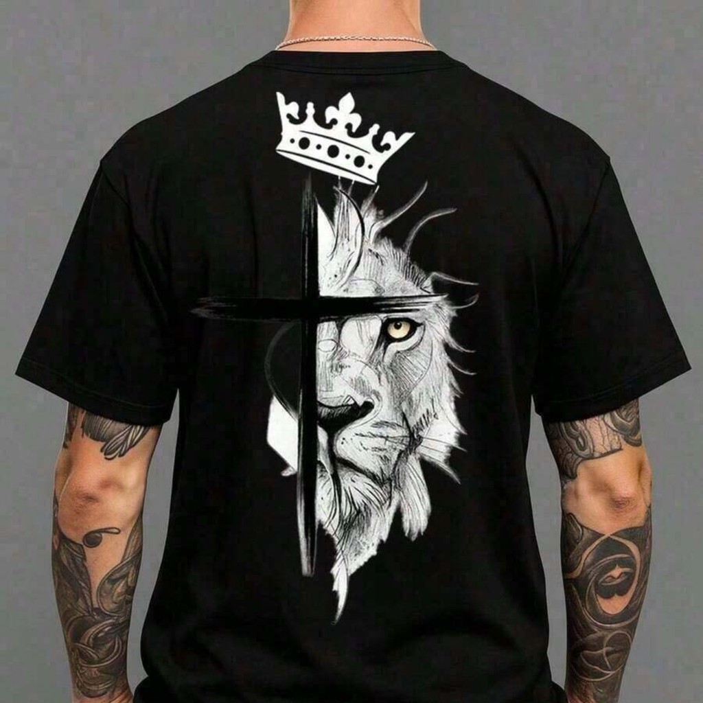 Camiseta Estampada Masculina Camisa 100% Algodão Confortável Estampa Religiosa Camisa Descolada Varias Cores