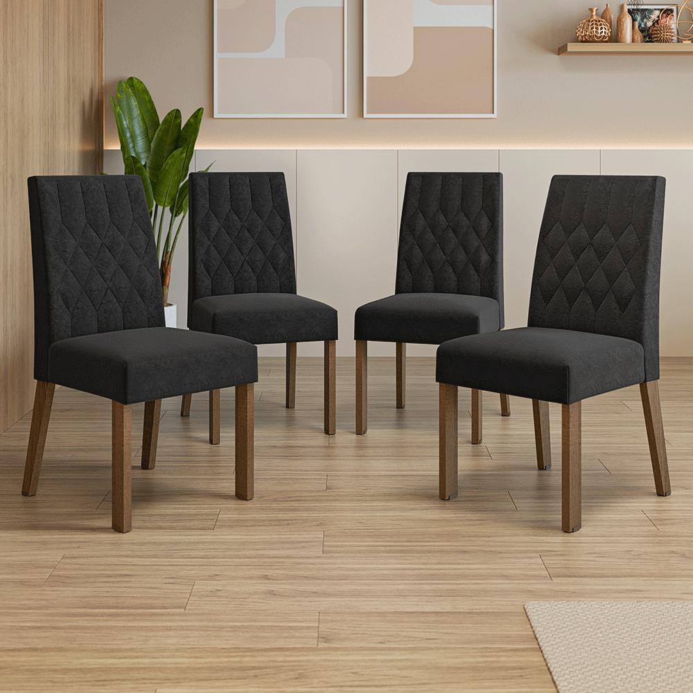 Kit 4 Cadeiras de Jantar 4256 Rustic/Oxford Madesa XJ