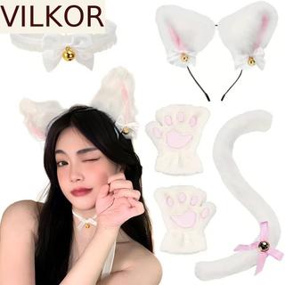 VILKOR Cosplay Headwear , Jk Arco Orelhas De Gato Conjunto De Bandana , Mulher Luvas Halloween Vestir-Se