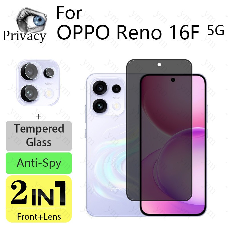 2 Em 1 OPPO Reno 16F Protetor De Tela Anti-Espionagem Proteção De Vidro Temperado Privacidade Para 14 15 16 16F A6 A6K A