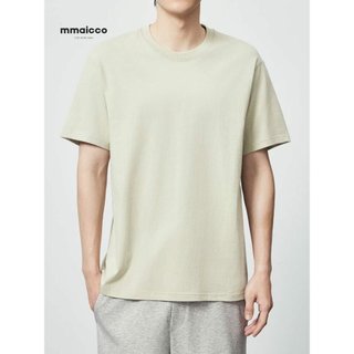 Momaike roupas masculinas 230g algodão penteado cor sólida manga curta camiseta masculina 2024 verão novo estilo básico 