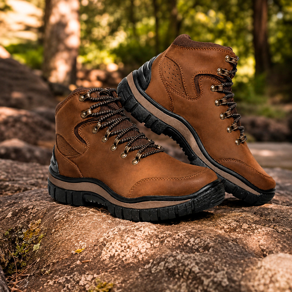 Bota Masculina Couro Adventure Trilha Caminhada Escalada Impermeável Antiderrapante Confortável Resistente 930